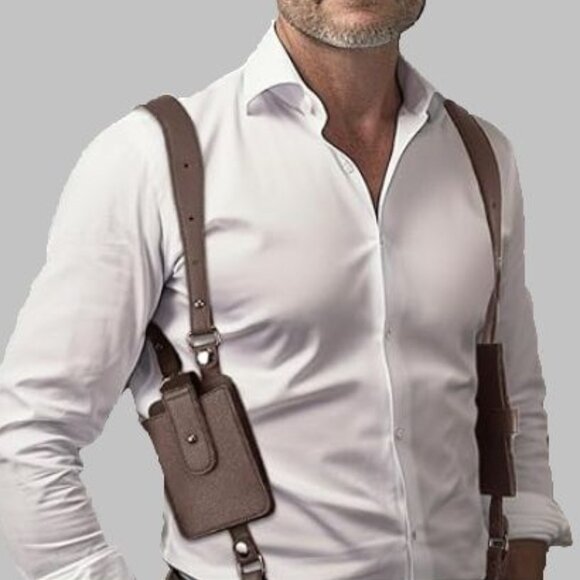 Mutarion Other - Mutarion Brown PU Leather Double Shoulder Holster Bag – 2‑in‑1 Underarm Pouch